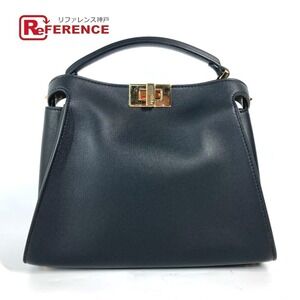 FENDI Peekaboo Essentially Shoulder Bag Crossbody Handbag Leather Black